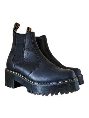 Dr. Martens Rometty Black Leather Platform Chelsea Boots